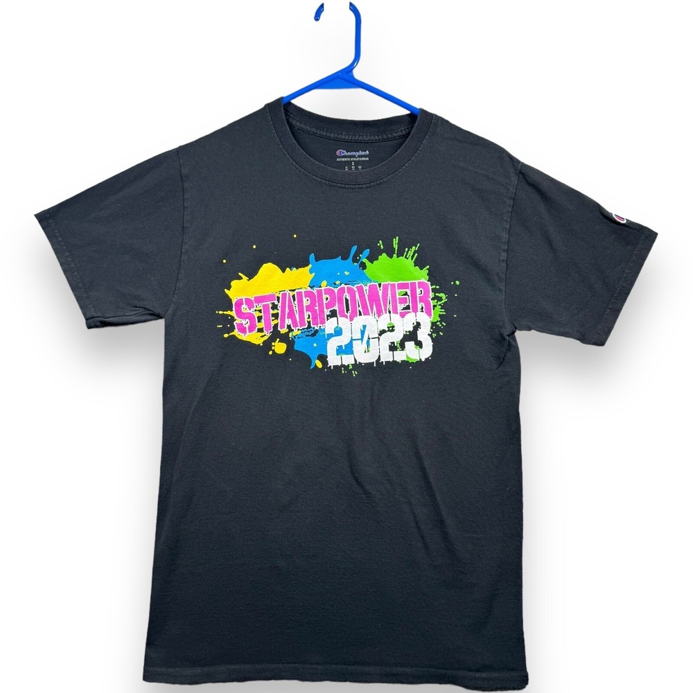 Champion Mens Starpower 2023 World Wide Tour Graphic Print T-Shirt Black Small - Picture 1 of 8